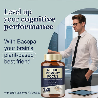 Memory Focus Brain Supplement 120 Capsules, Advanced Nootropic Formula with Ginkgo Biloba, Bacopa Monnieri