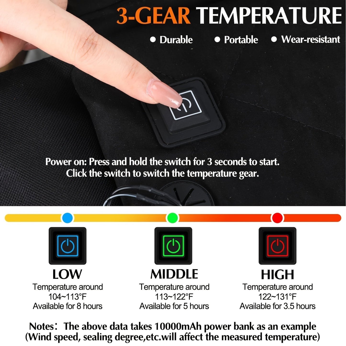 USB Heated Seat Cushion Foldable Heating Pad with 3 Adjustable Heat Modes – Portable Electric Warming Cushion for Stadium, Camping