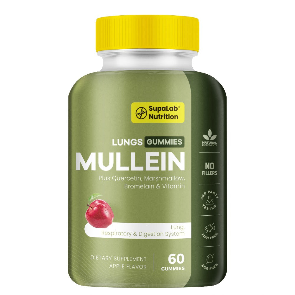 Mullein Leaf Lung Health Supplement with Quercetin, Bromelain, Vitamin C & D3, Zinc & Selenium