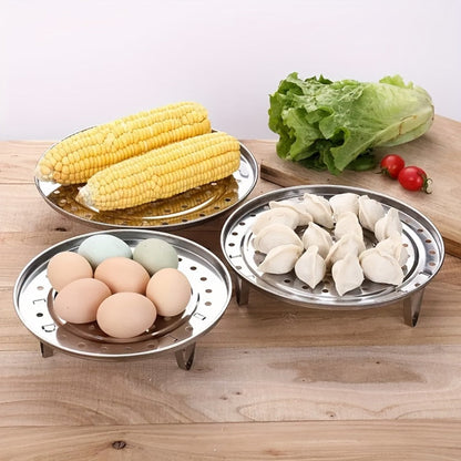 Stainless Steel Steamer Rack Set 3-Piece Multi-Layer Round Steamer Insert with Can Holder, Fits Most Pots for Home Kitchen
