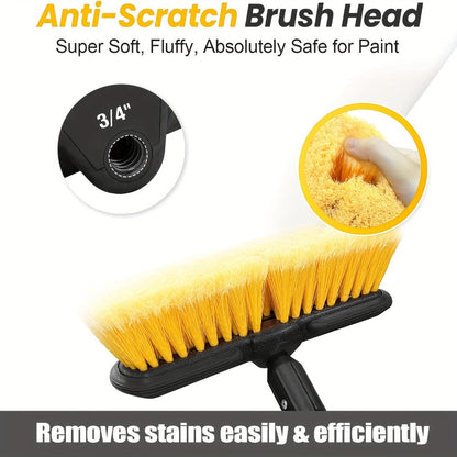Car Wash Brush Kit with 69" Long Handle – 8-Piece Set with Tire Brush, Squeegee, Chenille Mitt, Detailing Brush & Microfiber Towel for Car