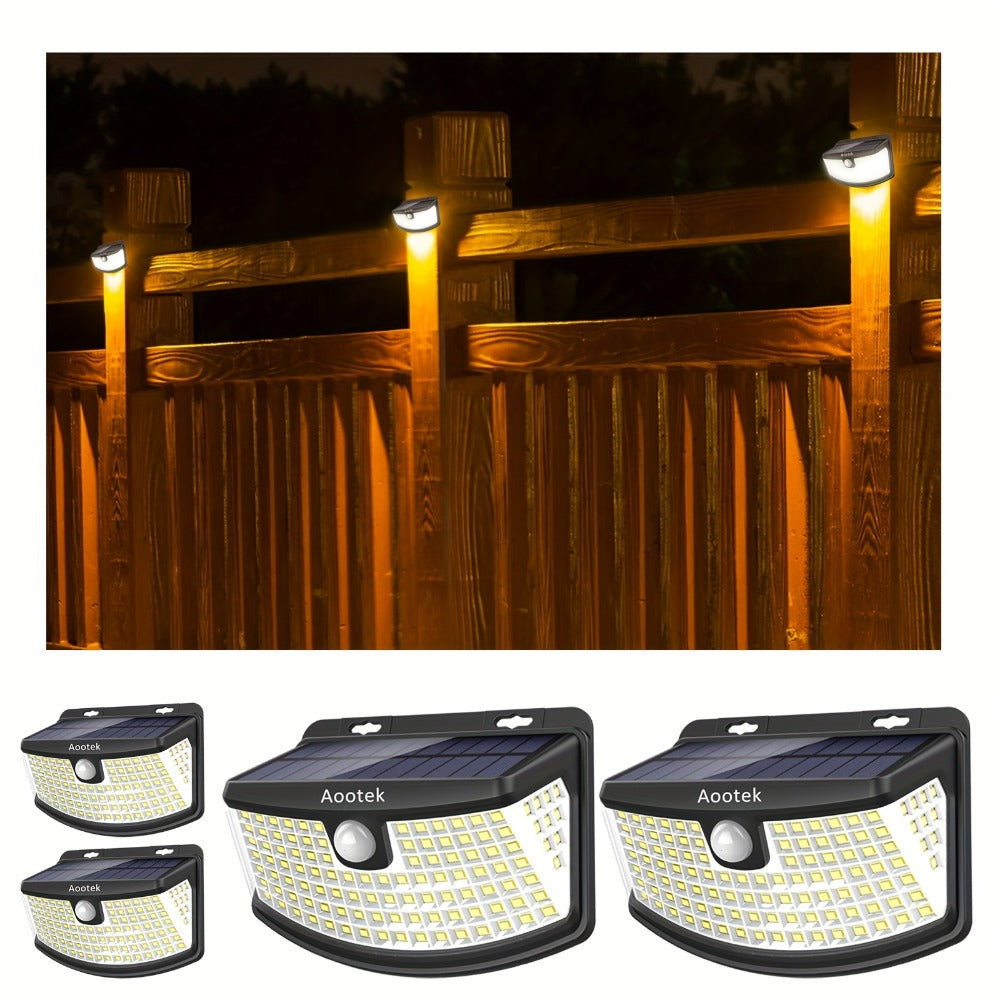 Solar Step Lights Outdoor 120 LED Motion Sensor, 270° Wide Angle Wall Light with 3 Modes, Solar Powered Stair Light for Pathway