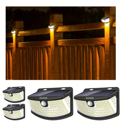 Solar Step Lights Outdoor 120 LED Motion Sensor, 270° Wide Angle Wall Light with 3 Modes, Solar Powered Stair Light for Pathway