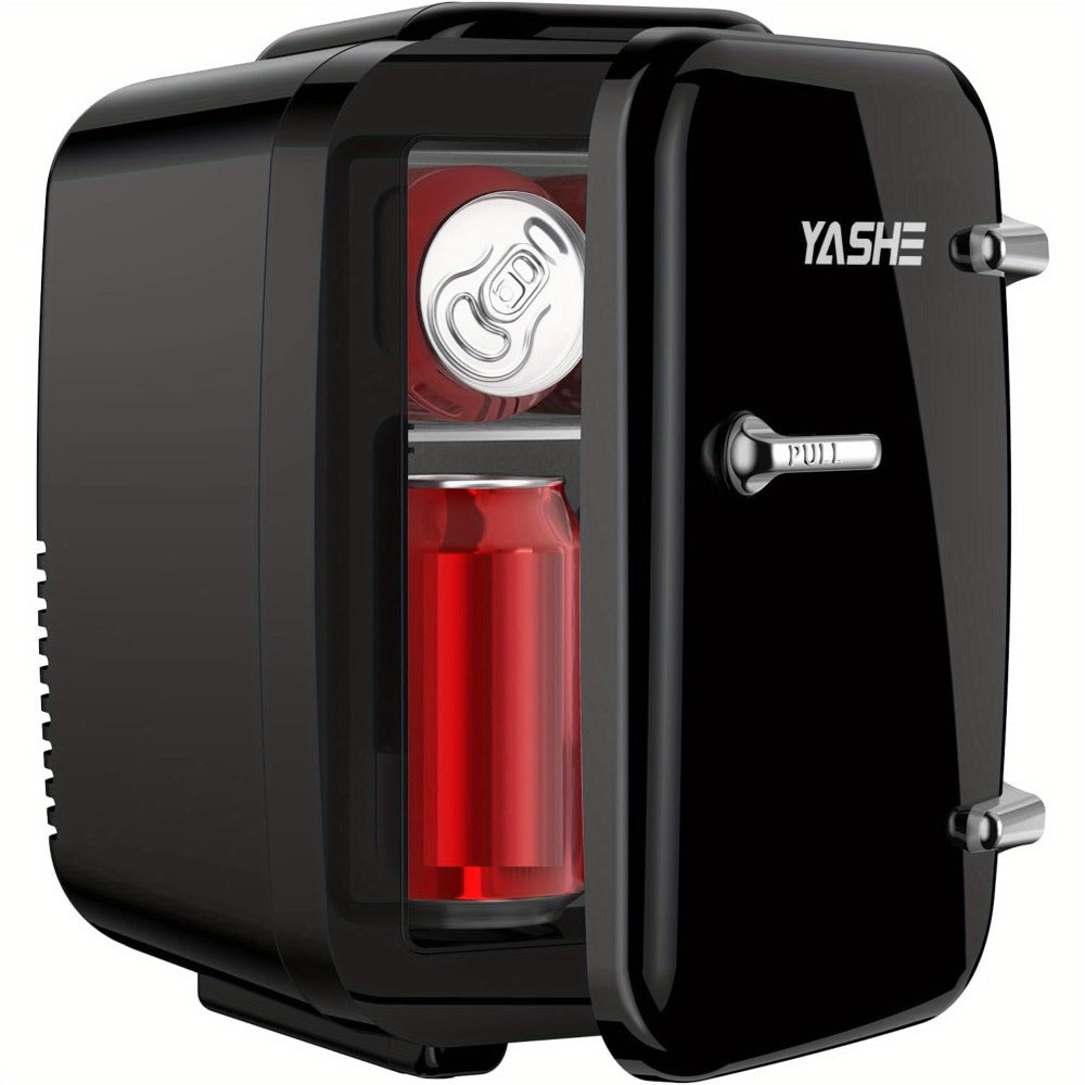 Mini Fridge 4 Liter 6 Cans - Thermoelectric Cooler and Warmer, 110V AC & 12V DC Portable Small Refrigerator for Bedroom