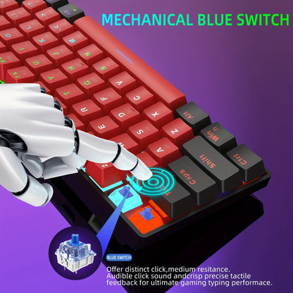 60% Mechanical Gaming Keyboard Wired 61 Keys Green Switch, Compact Tenkeyless Clicky Keyboard for PC Laptop Windows Gaming Typing