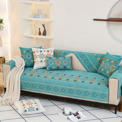 Sofa Cover Bohemian Chenille Jacquard Knit Sections for Seat, Armrest or Backrest with Model-Specific Size and Color Options