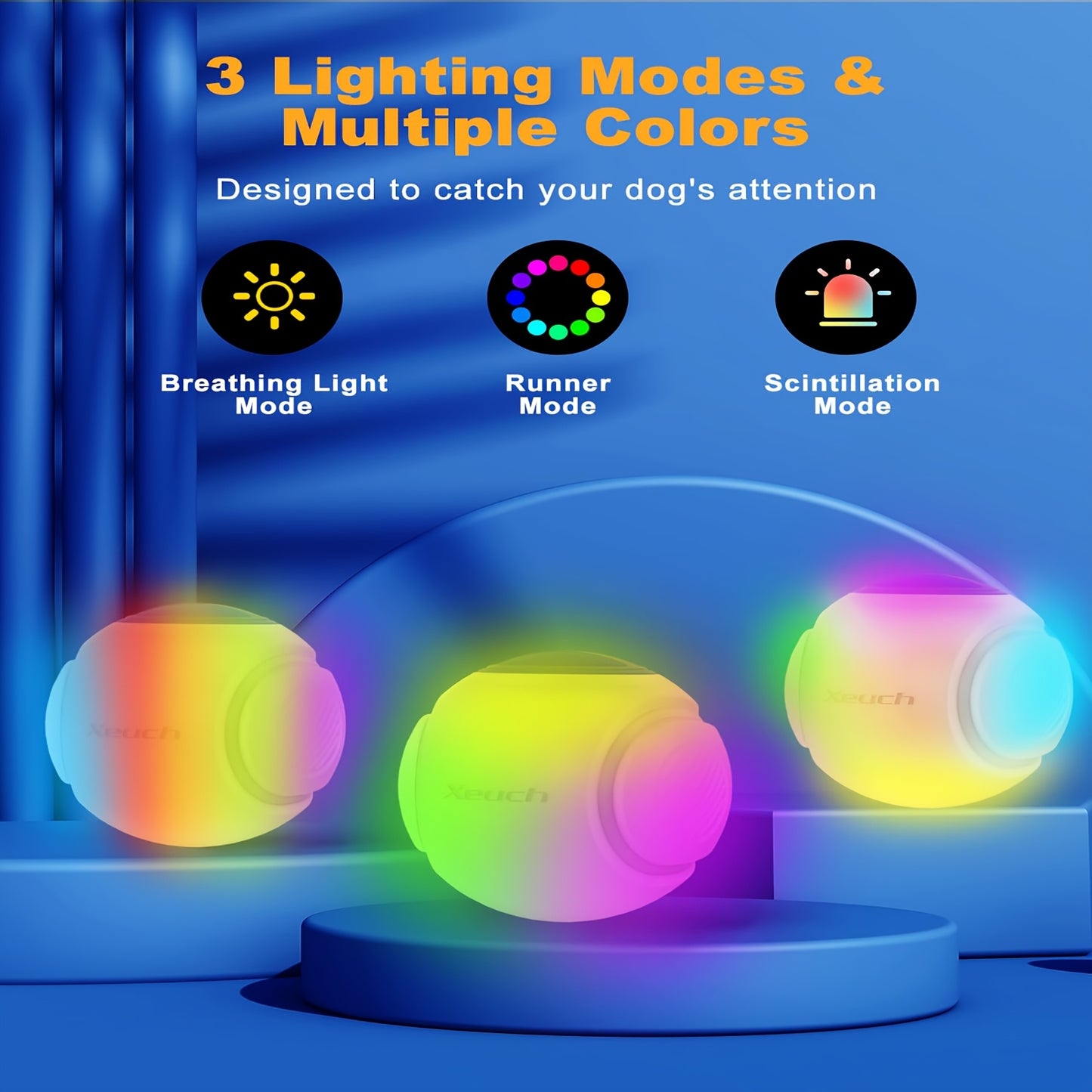 LED Light Up Dog Ball Toy Glow in the Dark – USB Rechargeable Motion-Activated Glowing Fetch Ball for Small Medium Dogs