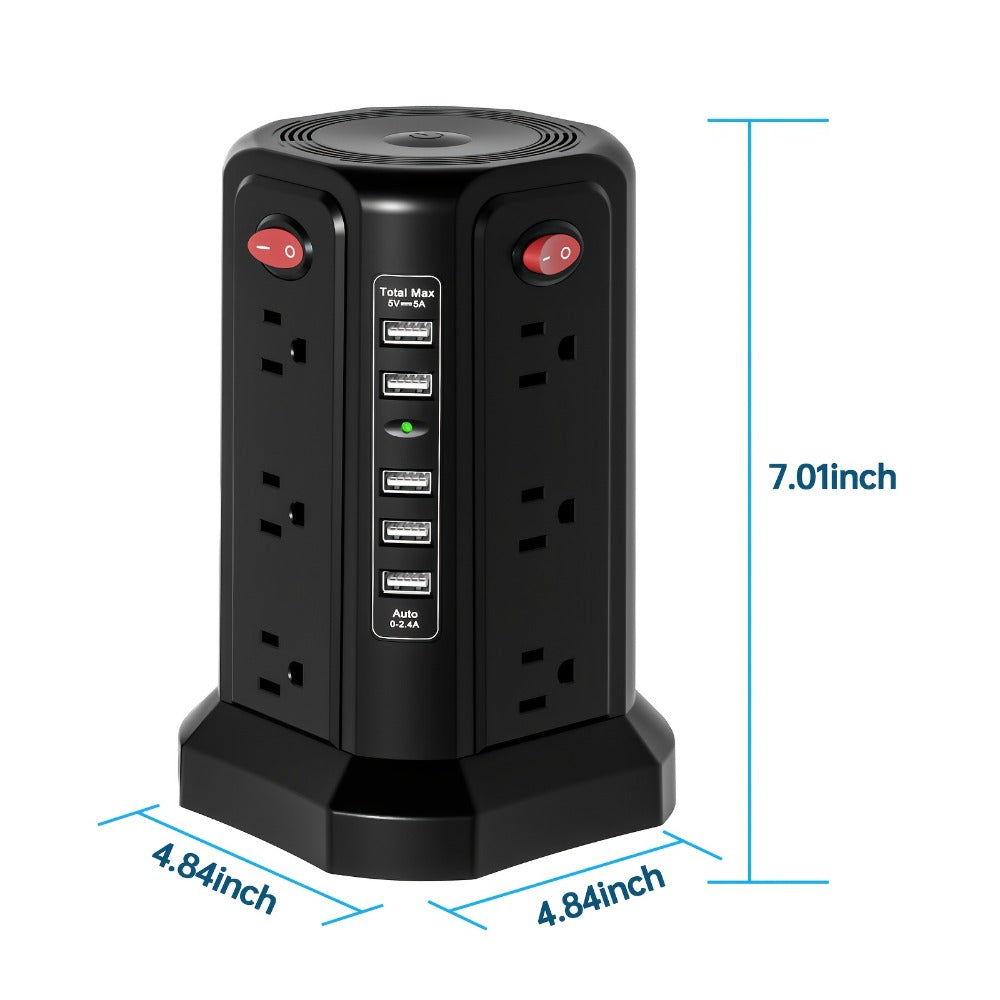 Surge Protector Power Strip Tower with 12 AC Outlets 5 USB Ports 8.8FT Extension Cord Night Light for an Everyday Personal Care Routine