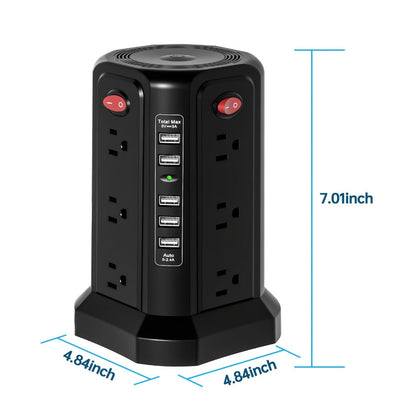 Surge Protector Power Strip Tower with 12 AC Outlets 5 USB Ports 8.8FT Extension Cord Night Light for an Everyday Personal Care Routine