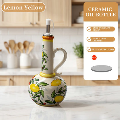 Ceramic Oil and Vinegar Dispenser Set Hand-Painted Underglaze Anti-Drip Leak-Proof Kitchen for Home Cooking, Dining and Outdoor Meals