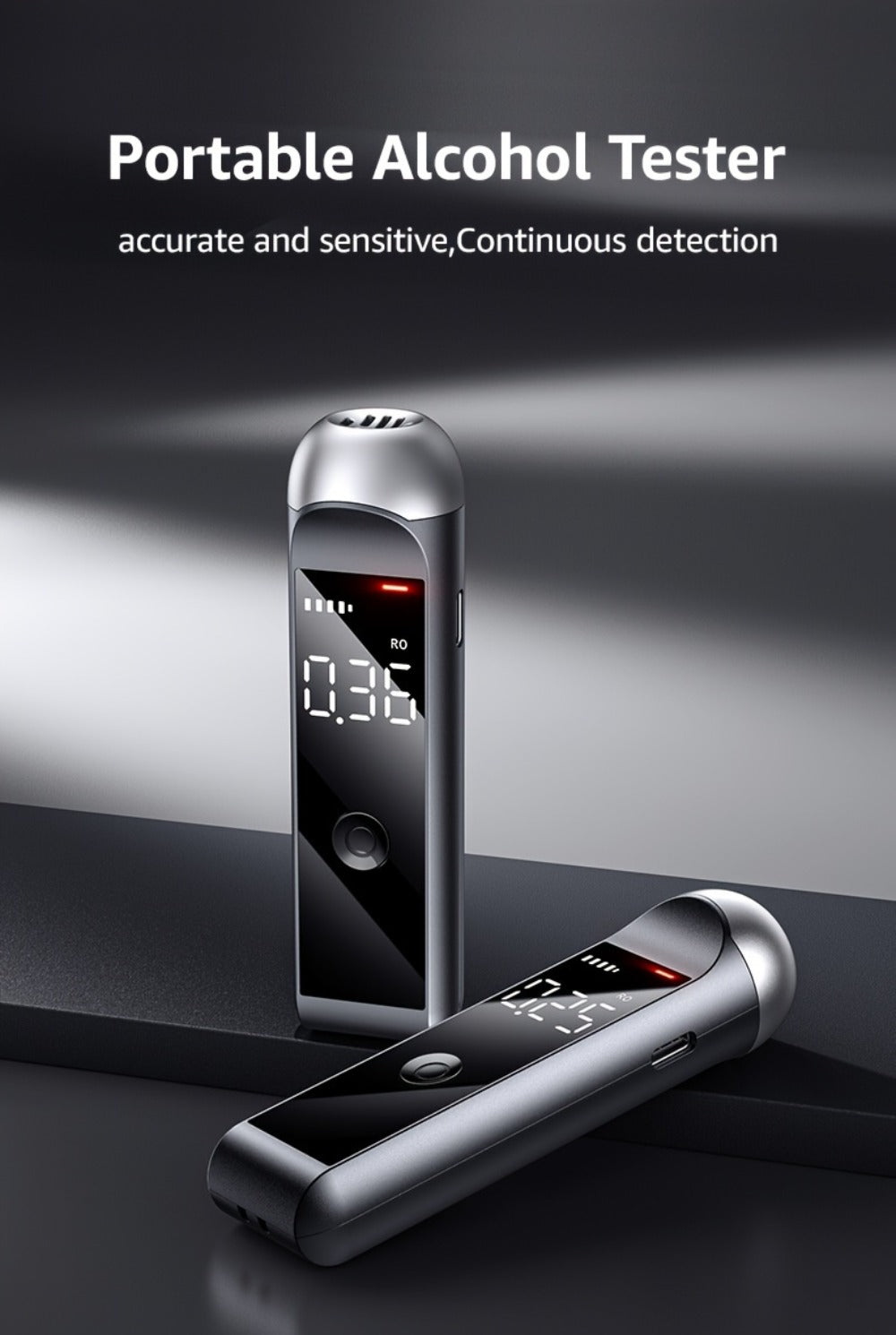 Rechargeable Breathalyzer Alcohol Tester, Professional Digital Breath Alcohol Detector, Portable Personal Breathalyzer with LCD Display