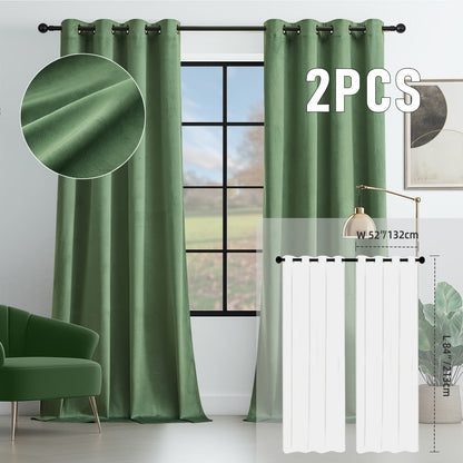 Velvet Room Darkening Curtains 2 Panels, Grommet Top Thermal Insulated Soundproof Blackout Curtains for Living Room Bedroom