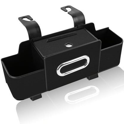 Compact Headrest-Hanging Car Organizer with Two Cup Pockets, Tissue Opening, Hooks and Five Pack Options