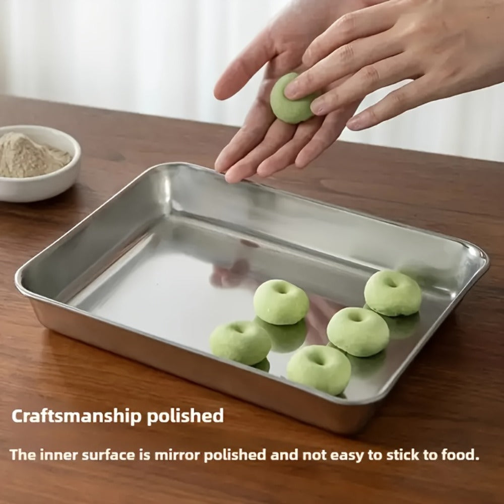 Breading Pan Set 3pcs, Stainless Steel Crumb Tray for Chicken Breading, Fish Coating and Meat Marinating, Oven Safe Food Prep Tray