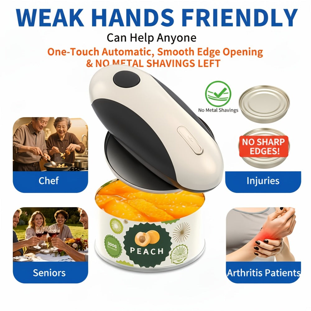 Cliton One-Touch Electric Can Opener with USB-C Rechargeable Power and Four Color Selections
