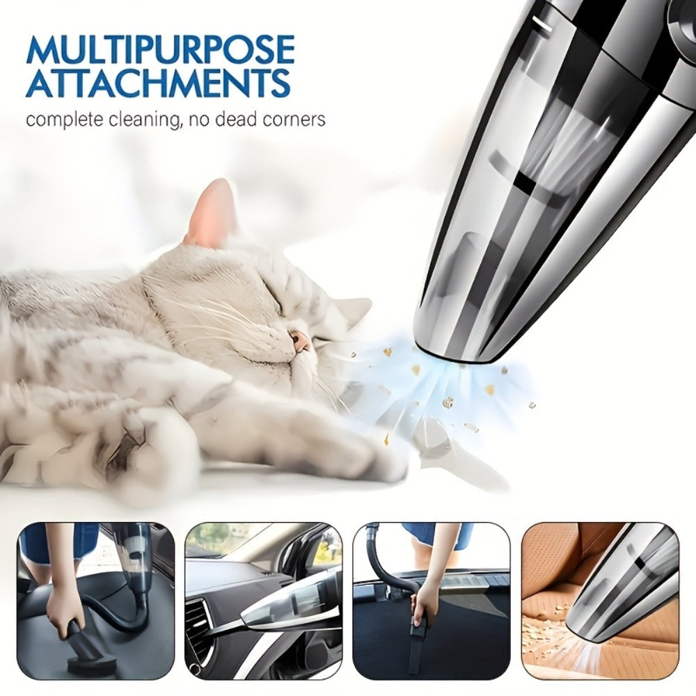 Handheld Vacuum Cleaner with USB Charging, Aluminum Fan Blade, Accessory Set and Black Finish