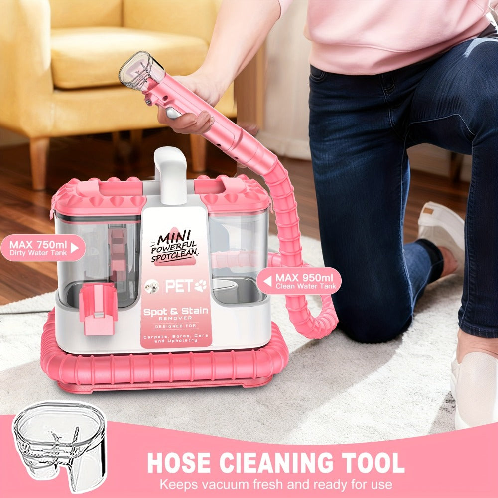 Portable Carpet Cleaner 25Kpa Upholstery Cleaner Machine with Dual Brush Heads Self-Cleaning for Entryways, Bedrooms and Living Spaces