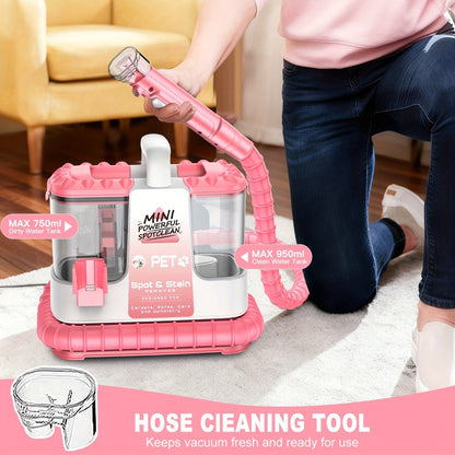 Portable Carpet Cleaner 25Kpa Upholstery Cleaner Machine with Dual Brush Heads Self-Cleaning for Entryways, Bedrooms and Living Spaces