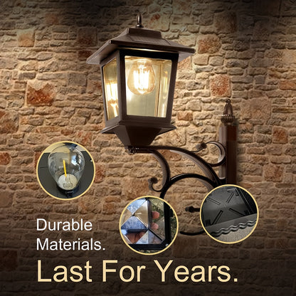 Solar Lamp Post Light with Flower Pot 2-in-1 – Waterproof Wall Mounted or Standalone Decorative Garden Lantern for Lawn, Yard