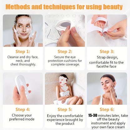 Red Light Therapy Face Mask, 7-in-1 LED Device for Face, Neck & Chest, 95 Beads 650nm & 850nm Dual Wavelength