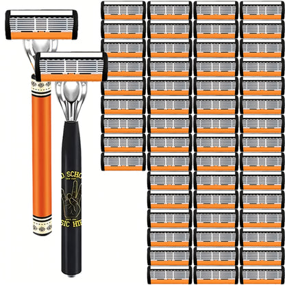Double Edge Safety Razor Set for Men with 2 Handles & Stainless Steel Replacement Blades – Barber-Quality Close Shave Manual Shaving Kit