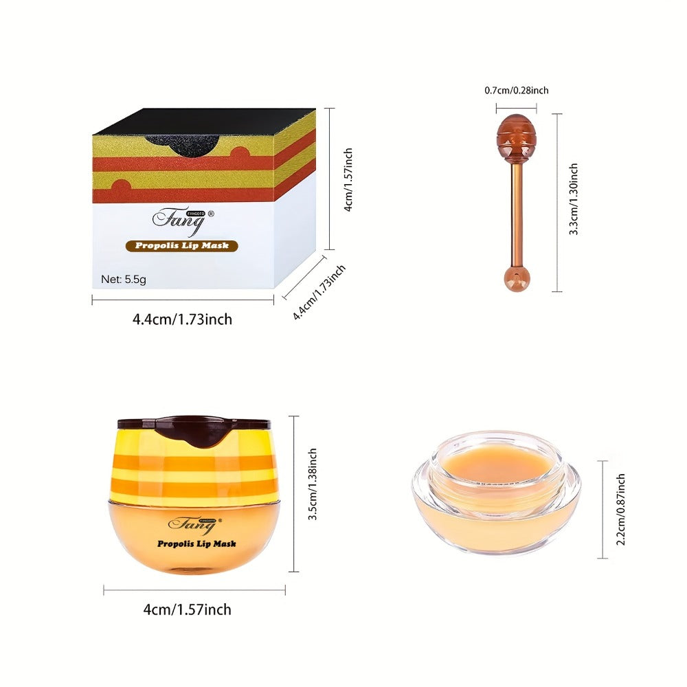 Honey Pot Lip Balm Set 8 Pcs – Propolis & Honey Deep Moisturizing Lip Mask with Applicator Stick, Repairs Dry Chapped Lips