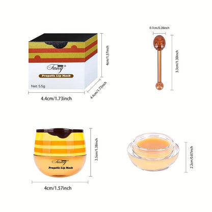 Honey Pot Lip Balm Set 8 Pcs – Propolis & Honey Deep Moisturizing Lip Mask with Applicator Stick, Repairs Dry Chapped Lips