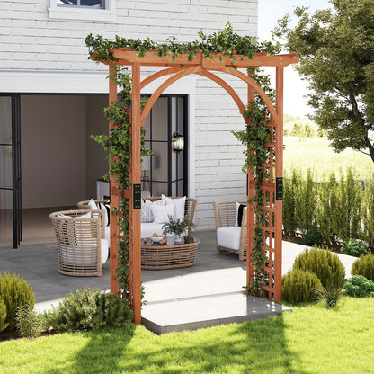 Cedar Wood Arbor 84" Double Lattice Garden Arch Pergola Trellis for Garden, Patio and Yard Use