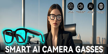 Smart Glasses 4K Camera Variant with Translation, Object Recognition, Open-Ear Audio and USB-C Charging