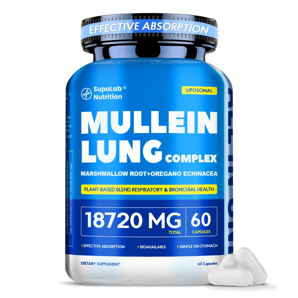 Mullein Leaf Capsules 12000mg with Quercetin, Lung Health & Respiratory Support, Bronchial Breathing Ease