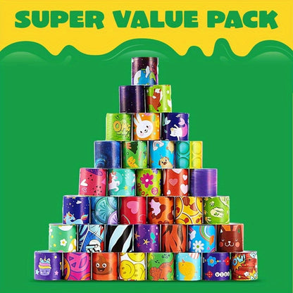 288 Pcs Slap Bracelets Party Favors Bulk Set, 36 Colorful Designs for Kids, Classroom Prizes, Goodie Bags