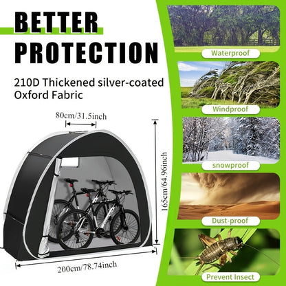 Bike Storage Shed Tent Outdoor Bicycle Cover Shelter 210D Oxford PU4000 for 2-3 Bikes Lawn Mower Garden Tool Storage