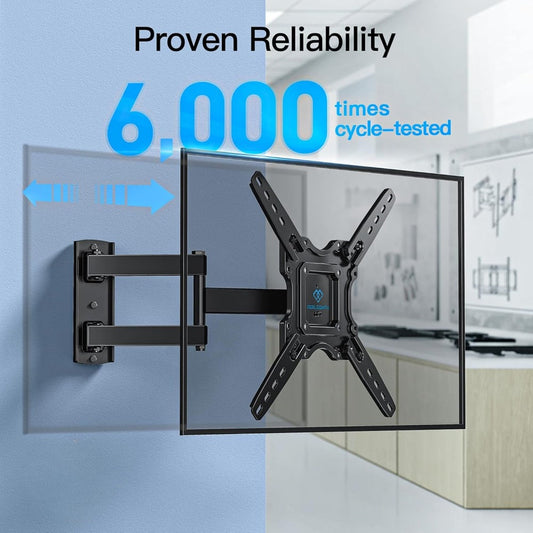 Black Full-Motion TV Wall Mount with 26-55 or 26-60 Inch Options and VESA up to 400 x 400mm