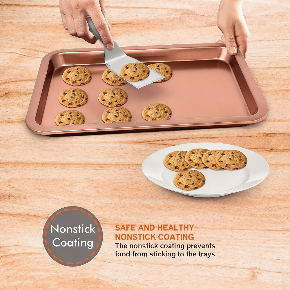 Nonstick Bakeware Pan Set, 8-Piece Carbon Steel Oven Baking Set with Cookie Sheet, 2 Round Cake Pans