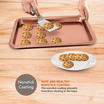 Nonstick Bakeware Pan Set, 8-Piece Carbon Steel Oven Baking Set with Cookie Sheet, 2 Round Cake Pans