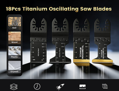 Titanium Oscillating Multi Tool Blades Universal Quick Release Saw Blades Set for Cutting Metal Nails Wood Plastic Compatible with Major