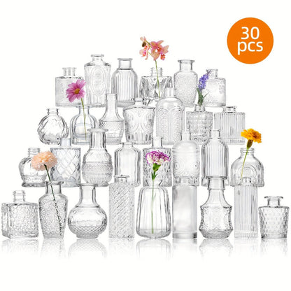 Glass Bud Vases Bulk Set – Clear Flower Vases for Wedding Table Centerpieces, Home Decor, Birthday, Anniversary & Holiday Party Decorations