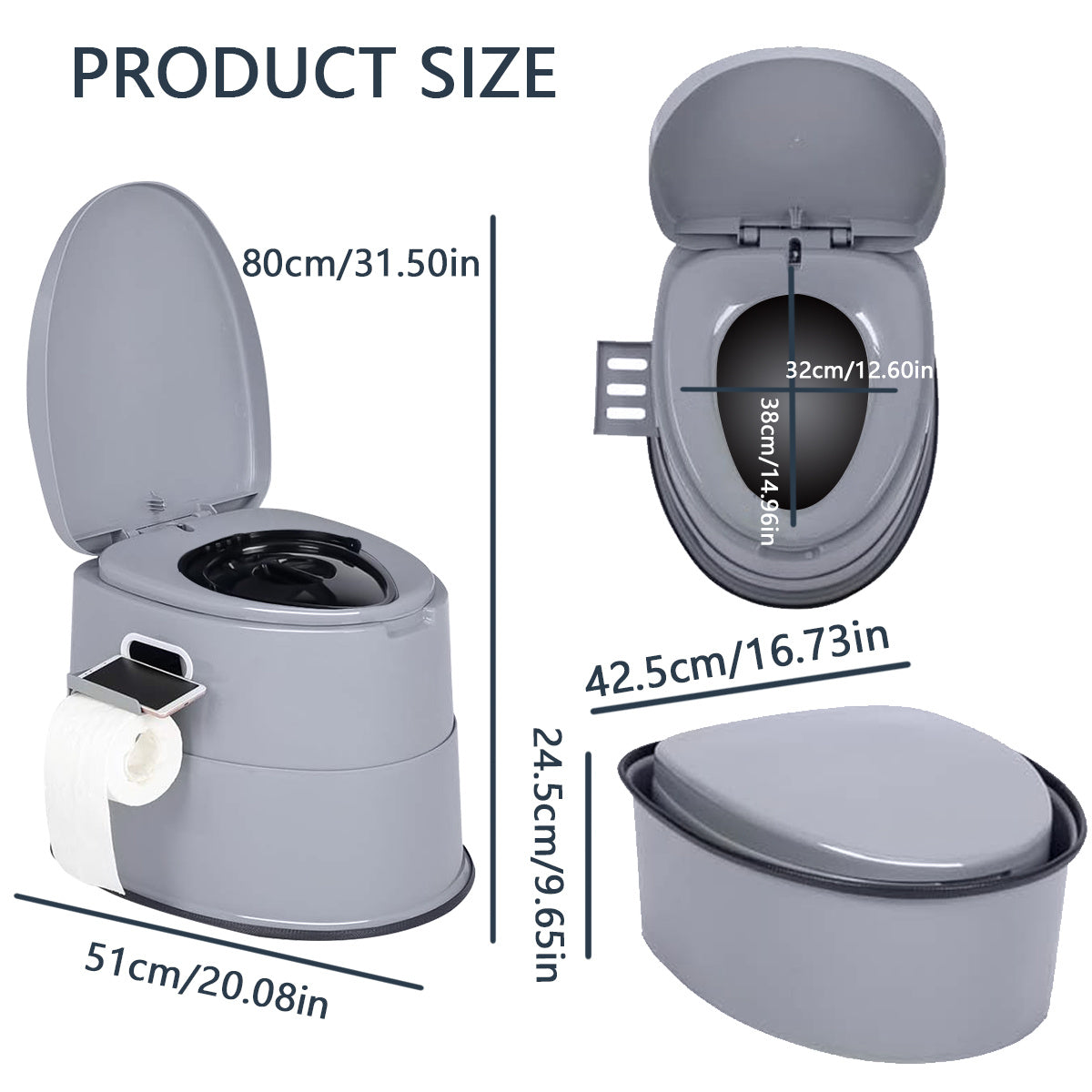 Portable Camping Toilet for Adults Extra Large Tall Spacious with Lid Hygienic Outdoor Travel Toilet for Car Hiking Beach Camping Fishing