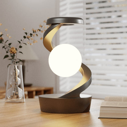 Floating Rotating Night Light with Wireless Charger, Smart Desktop Visual Levitating Lamp with Light Sensor