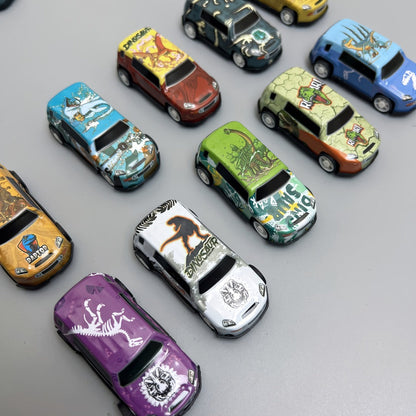 Dinosaur Toy Car Set 29-30pcs, Mini Pull Back Racing Cars with T-Rex Spinosaurus Pterodactyl Figures & City Traffic Map