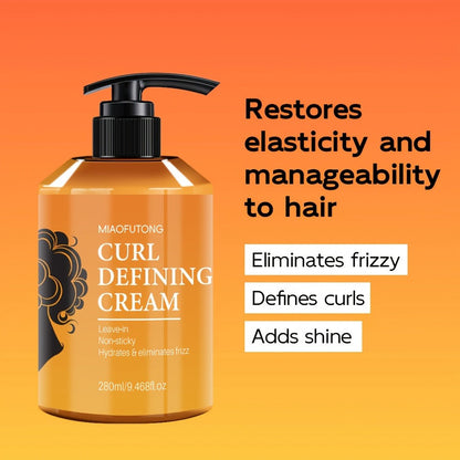 280ml Argan-Oil Curl Defining Cream in Pump Bottle for Leave-In Styling of Wavy, Curly and Coily Hair