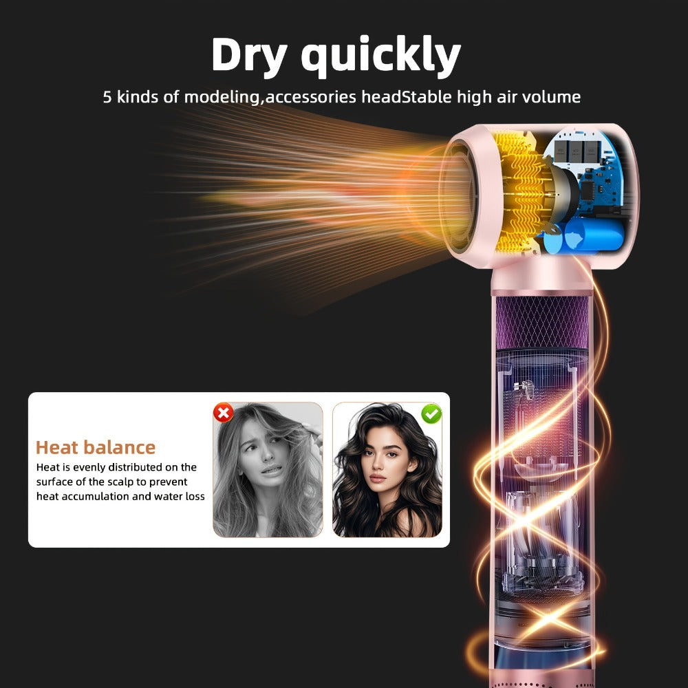 Hot Air Brush 5-in-1 Hair Dryer Brush - Ionic Blow Dryer Brush with Curling, Straightening & Volumizing