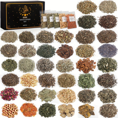 Dried Herbs & Flowers Magic Supplies Kit 40 Pack, Witch Starter Set for Rituals, Spells, Candle & Soap Making
