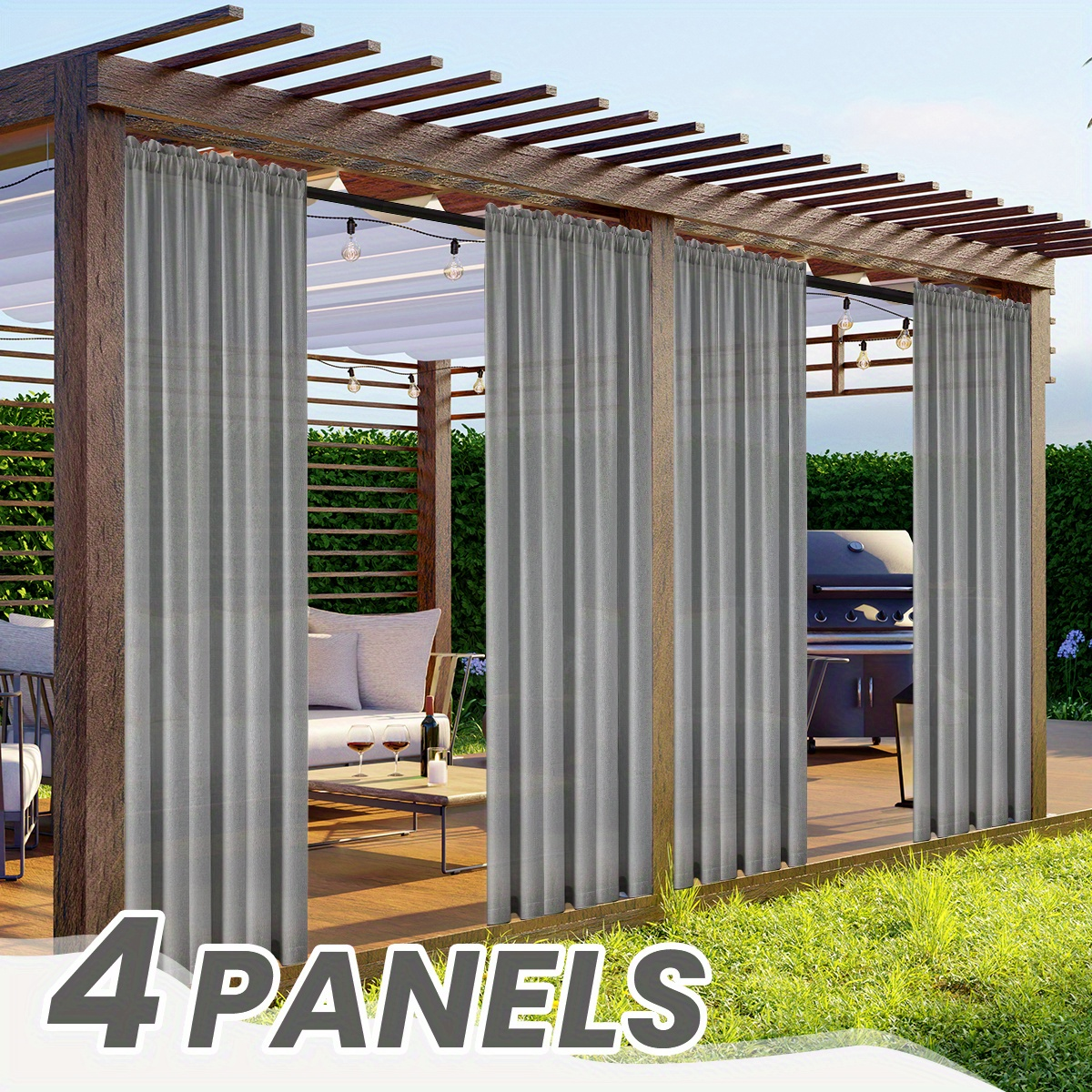 Four-Panel Rod-Pocket Window Curtain Set with Linen-Look Surface, 13 Colors and Seven Length Options