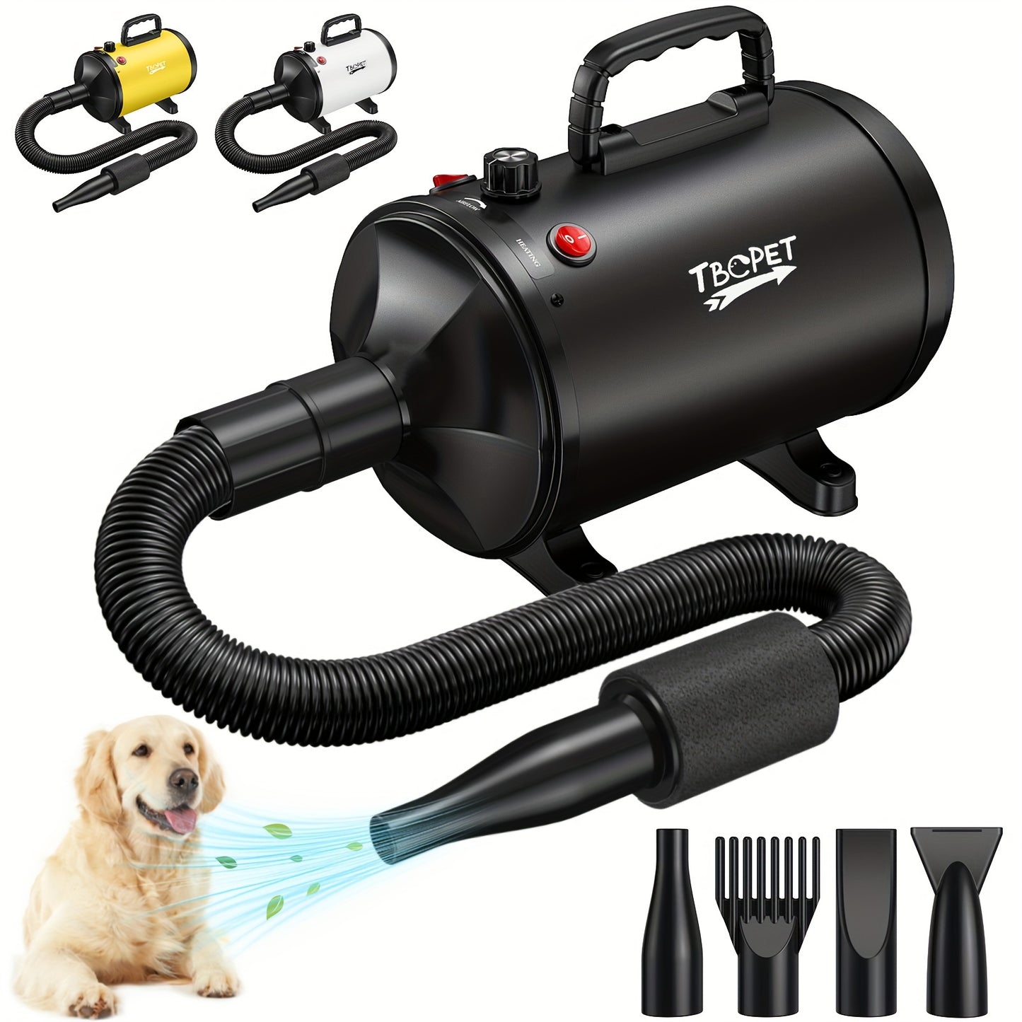 Dog Hair Dryer 3800W High Power – Professional Pet Grooming Blow Dryer with Adjustable Speed & Temperature Control
