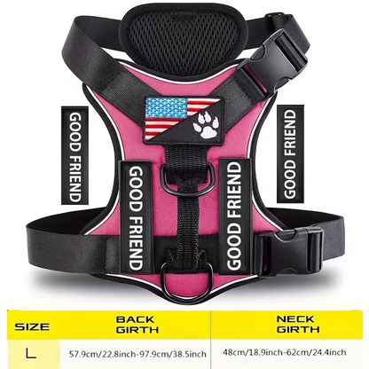 Service Dog Harness with 5 Patches – Reflective Adjustable Oxford Vest with Inner Mesh Layer, Service Dog ID System