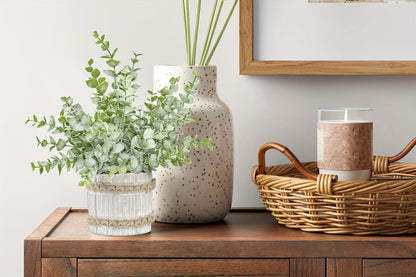 Fake Plants Artificial Plants Indoor 4-Pack Small Potted Greenery in Paper Pulp Pots for Entryways, Bedrooms and Living Spaces