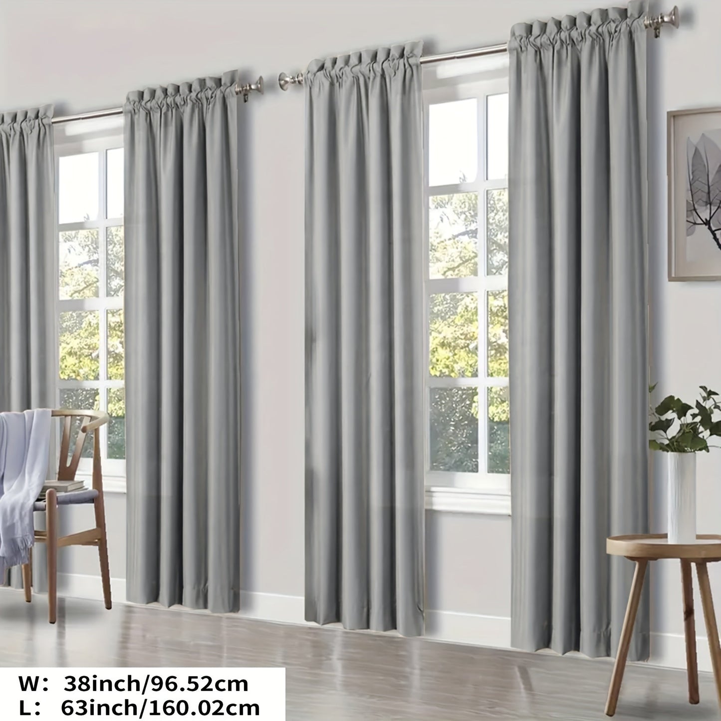 Blackout Curtains 4 Panels Thermal Insulated Room Darkening Drapes, Rod Pocket, Energy Saving, Solid Color for Bedroom & Living Room