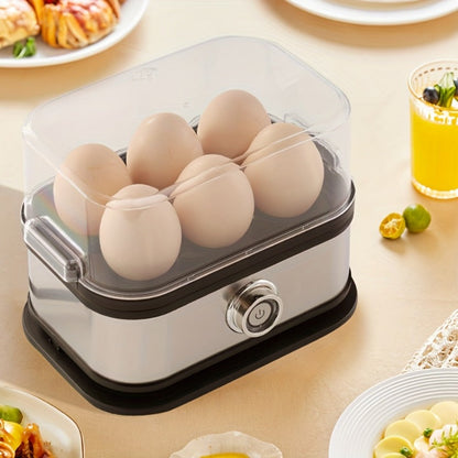 Rapid Electric Egg Cooker 6-Egg, 304 Stainless Steel Egg Boiler & Steamer for Hard, Medium & Boiled Eggs