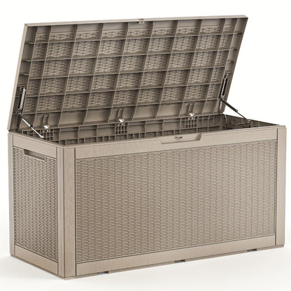 Large Resin Deck Box Lockable Outdoor Storage 80/100 Gallon, 345L UV Patio Storage Box for Garden, Patio and Yard Use
